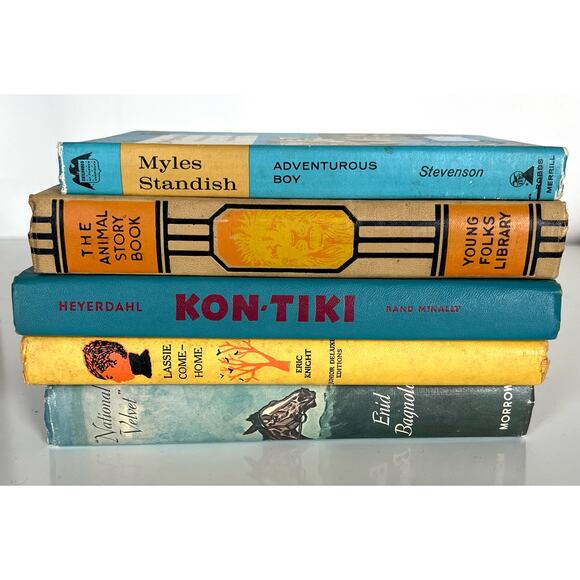 Vintage Book Lot Of 5 Children’s Kids Hardcover Prop Decor Animals Colorful - Picture 2 of 8